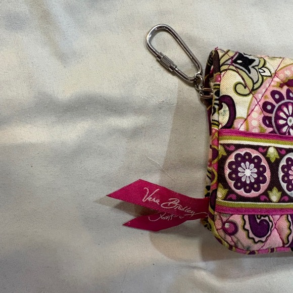 Vera Bradley Wallet Coin Pouch Card Holder ID Window Pink Purple Floral Quilted - Picture 7 of 7